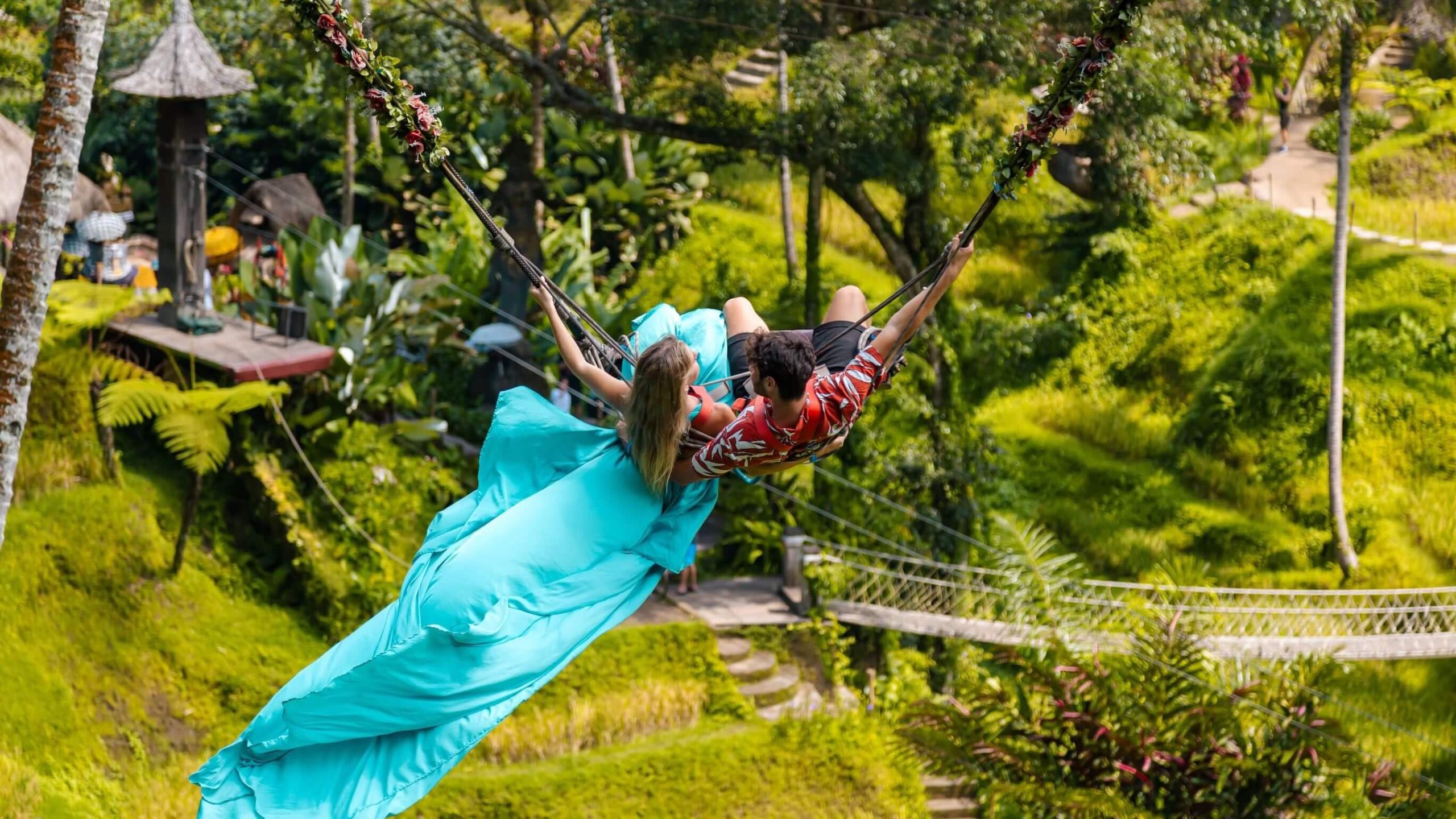 Tourists exploring Ubud rice terraces, guided by Zaroo for an authentic Bali experience